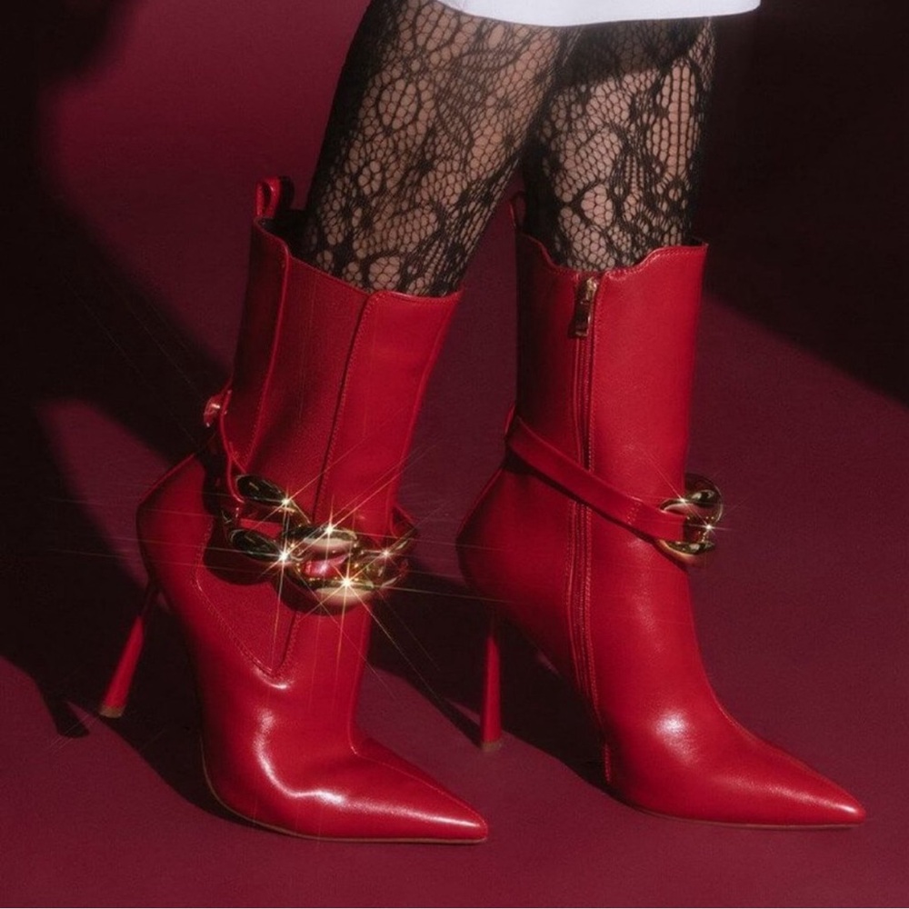 Elegant Red Heeled Boots